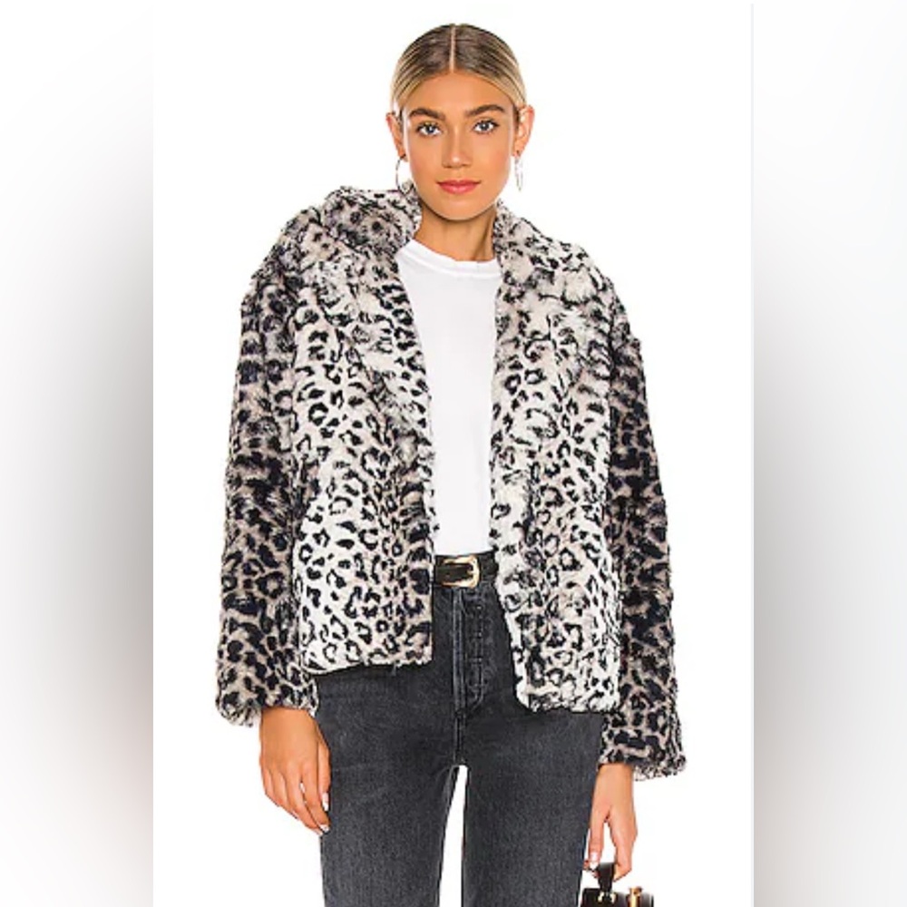 NWOT Le Superbe “Fur Real” Faux Fur Jacket in Monochrome Leopard - L
